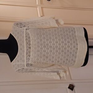 See by Chloe peasant blouse short sleeve smocked boho blouse cream